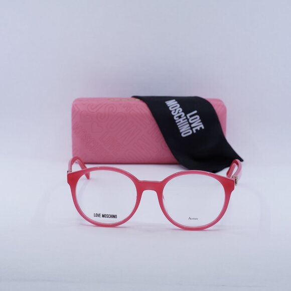 Moschino MOL523 0C9A00 Round Eyeglasses 49mm - Shiny Pink - Picture 3 of 10